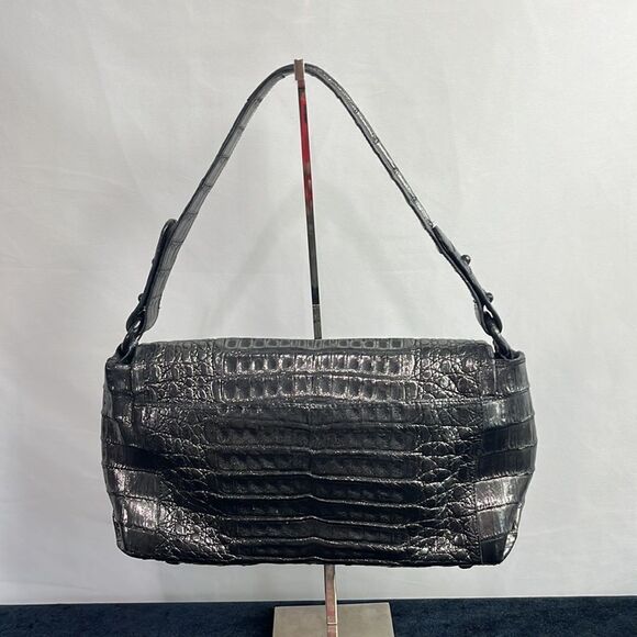 Nancy Gonzales Gun Metal Crocodile Satchel Bag - Picture 2 of 12